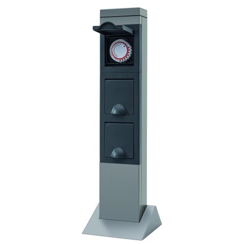 GAO Kerti energiaoszlop 2 dugaljjal + időkapcsolóval SteelCraft, ezüst ( 0087770712 )