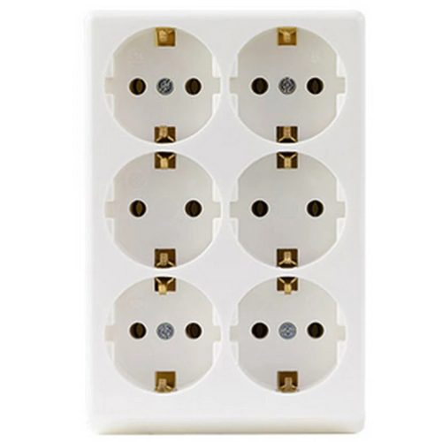 GAO Asztali elosztó 6-os, földelt, kábel nélkül téglalap ( 0512387555 )