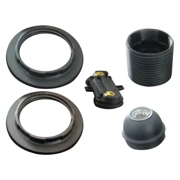   GAO Foglalat E27, csillárfoglalat 2db gyűrűvel, fekete ( 0718H )