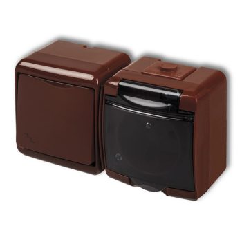   GAO Aquastar földelt dugalj + kapcsoló vízszintes, IP54, barna ( 22011B )