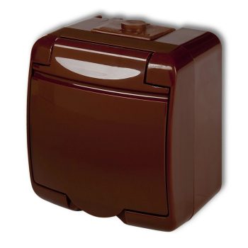   GAO Aquastar földelt dugalj, csapfedeles, IP54, barna ( 22141B )