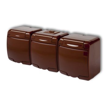   GAO Aquastar 3-as földelt dugalj, csapfedeles, IP54, barna ( 22161B )