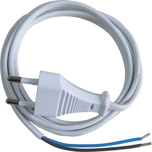 GAO Csatlakozóvezeték euró dugóval, 2m H03VVH2-F, 2x0,75mm2 fehér ( 6777H )