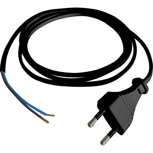 GAO Csatlakozóvezeték euró dugóval, 2m H03VVH2-F, 2x0,75mm2 fekete ( 6778H )