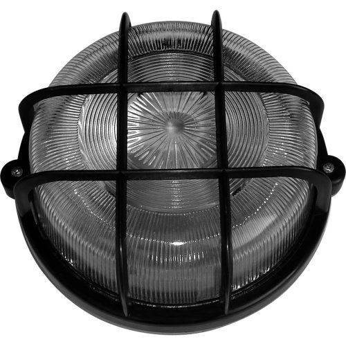 GAO Hajólámpa, kerek, műanyagráccsal 100W, fekete ( 6928H )