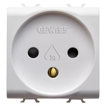   Gewiss Chorus GW10281 földelt csatlakozóaljzat (dugalj - Izraeli szabvány), 2P+F, fehér burkolattal, 2 modul, csavaros bekötés, keret nélkül, süllyesztett, 16A 250V (Kivilágítható - LED nélkül szállítva) (Gewiss GW10281)