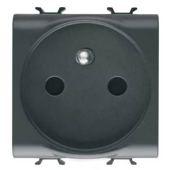   Gewiss Chorus GW12247 földelt csatlakozóaljzat (dugalj - Francia szabvány), 2P+F, fekete burkolattal, 2 modul, csavaros bekötés, keret nélkül, süllyesztett, 16A 250V (Gewiss GW12247)