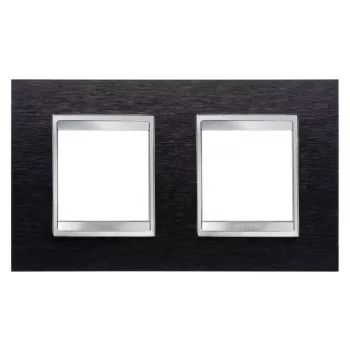   Gewiss Chorus Lux International GW16223MA Kettes keret (4 modul) vízszintes elhelyzéssel fekete alumínium - Fém (Gewiss GW16223MA)