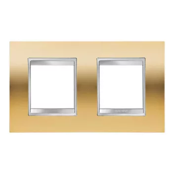   Gewiss Chorus Lux International GW16223MO Kettes keret (4 modul) vízszintes elhelyzéssel arany - Fémbevonatú Technopolimer (Gewiss GW16223MO)
