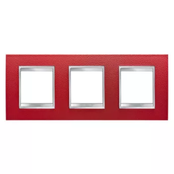   Gewiss Chorus Lux International GW16226PR Hármas keret (6 modul) vízszintes elhelyzéssel rubinvörös - Bőrhatású Technopolimer (Gewiss GW16226PR)