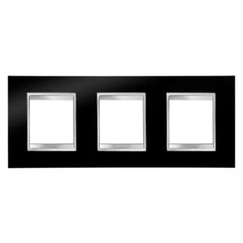   Gewiss Chorus Lux International GW16226TN Hármas keret (6 modul) vízszintes elhelyzéssel mélyfekete - Technopolimer (Gewiss GW16226TN)
