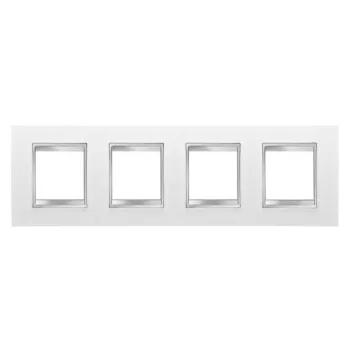   Gewiss Chorus Lux International GW16228PB Négyes keret (8 modul) vízszintes elhelyzéssel fehér - Bőrhatású Technopolimer (Gewiss GW16228PB)