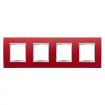   Gewiss Chorus Lux International GW16228PR Négyes keret (8 modul) vízszintes elhelyzéssel rubinvörös - Bőrhatású Technopolimer (Gewiss GW16228PR)