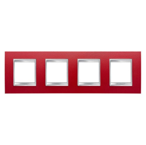 Gewiss Chorus Lux International GW16228PR Négyes keret (8 modul) vízszintes elhelyzéssel rubinvörös - Bőrhatású Technopolimer (Gewiss GW16228PR)