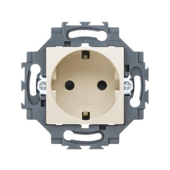   Gewiss Dahlia GW35201Y földelt csatlakozóaljzat (dugalj), 2P+F, elefántcsont burkolattal, rugós bekötés, keret nélkül, süllyesztett, 16A 250V (Kivilágítható - LED nélkül szállítva) (Gewiss GW35201Y)