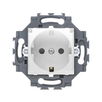   Gewiss Dahlia GW35203W földelt csatlakozóaljzat (dugalj), csapófedéllel, 2P+F, fehér burkolattal, csavaros bekötés, keret nélkül, süllyesztett, 16A 250V (Kivilágítható - LED nélkül szállítva) (Gewiss GW35203W)