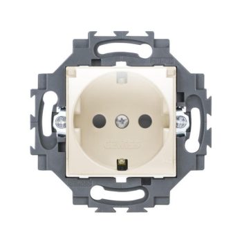   Gewiss Dahlia GW35203Y földelt csatlakozóaljzat (dugalj), csapófedéllel, 2P+F, elefántcsont burkolattal, csavaros bekötés, keret nélkül, süllyesztett, 16A 250V (Kivilágítható - LED nélkül szállítva) (Gewiss GW35203Y)