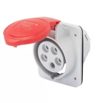   Gewiss GW62209H ipari csatlakozó beépíthető dugalj 10º ferde 4P (3P+F) 16A IP44, 380-415V 50/60 Hz, csavaros csatlakozás