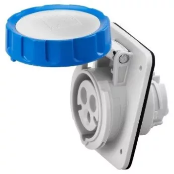   Gewiss GW62227H ipari csatlakozó beépíthető dugalj 10º ferde 3P (2P+F) 16A IP67, 200-250V 50/60 Hz, csavaros csatlakozás
