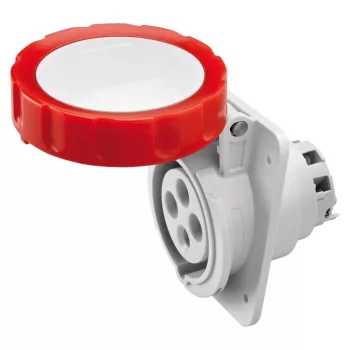   Gewiss GW62231H ipari csatlakozó beépíthető dugalj 10º ferde 4P (3P+F) 16A IP67, 380-415V 50/60 Hz, csavaros csatlakozás