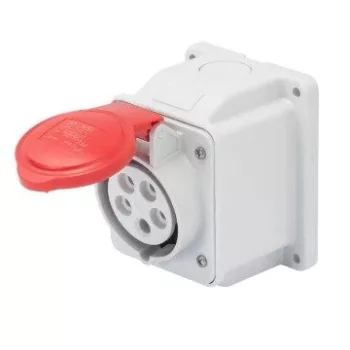   Gewiss GW62420 ipari csatlakozó rögzíthető dugalj 10º ferde 5P (3P+N+F) 32A IP44, 380-415V 50/60 Hz, csavaros csatlakozás