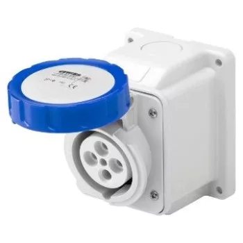   Gewiss GW62437 ipari csatlakozó rögzíthető dugalj 10º ferde 3P (2P+F) 32A IP67, 200-250V 50/60 Hz, csavaros csatlakozás
