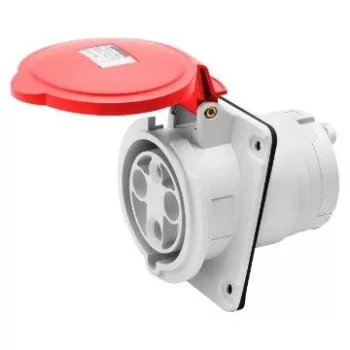   Gewiss GW63220H ipari csatlakozó beépíthető dugalj 10º ferde 4P (3P+F) 63A IP44, 380-415V 50/60 Hz, csavaros csatlakozás