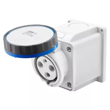   Gewiss GW63448 ipari csatlakozó rögzíthető dugalj 10º ferde 3P (2P+F) 63A IP67, 200-250V 50/60 Hz, csavaros csatlakozás
