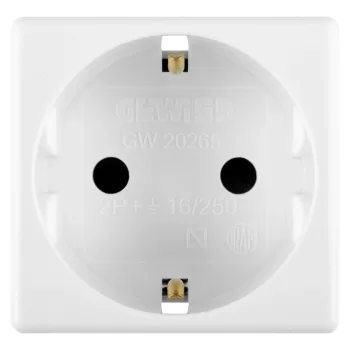 Gewiss GW20265 német szabványú Schuko csatlakozóaljzat – 2P+F 16A 250V – 2 modulos – SYSTEM White – fényes fehér