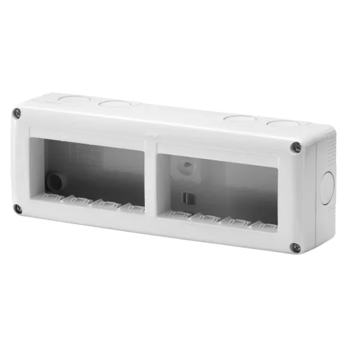Gewiss GW27006 IP40 védett falon kívüli szerelvénydoboz – 27 COMBI sorozat – 8 modulos (4×2) – szürke RAL 7035 – SYSTEM kompatibilis