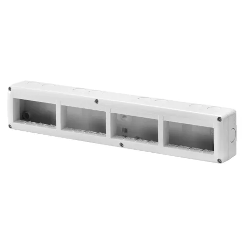 Gewiss GW27008 IP40 védett falon kívüli szerelvénydoboz – 27 COMBI sorozat – 16 modulos (4×4) – szürke RAL 7035 – SYSTEM kompatibilis