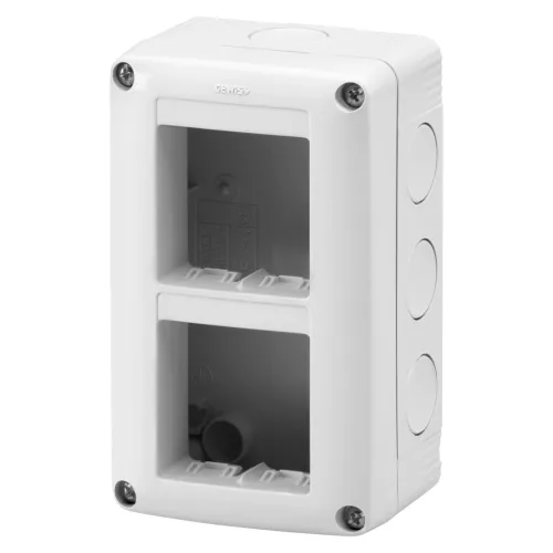 Gewiss GW27021 IP40 védett falon kívüli szerelvénydoboz – 27 COMBI sorozat – 4 modulos (2×2) – szürke RAL 7035 – SYSTEM kompatibilis