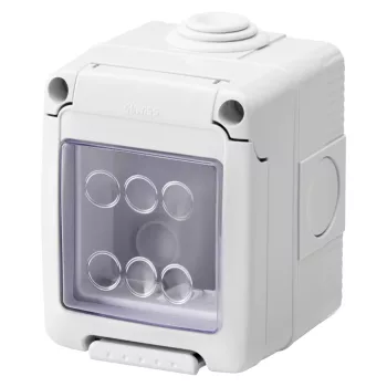 Gewiss GW27042 IP55 vízálló falon kívüli szerelvénydoboz, 27 COMBI sorozat, 2 modulos, szürke RAL 7035 - SYSTEM kompatibilis