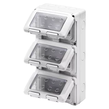 Gewiss GW27052 IP55 vízálló falon kívüli szerelvénydoboz – 27 COMBI sorozat – 12 modulos (4×3 függőleges) – szürke RAL 7035 – SYSTEM kompatibilis