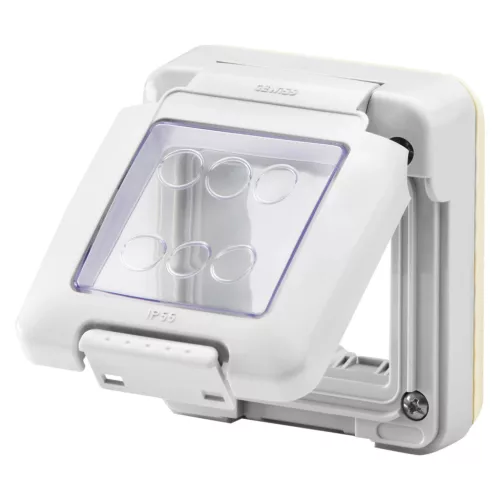Gewiss GW27401 COMBI IN vízálló burkolat – 2 modulos – SYSTEM – IP55 – szürke RAL 7035 – átlátszó membrán