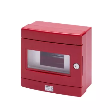 Gewiss GW42202 42 RV vízálló vészhelyzeti doboz DIN sínnel – 8 modul EN50022 – IP55 IK08 – Piros RAL 3000