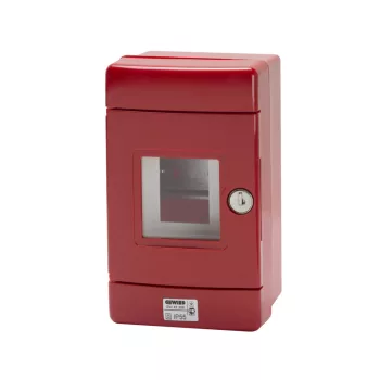 Gewiss GW42206 42 RV vízálló vészhelyzeti doboz DIN sínnel – 4 modul EN50022 – IP55 IK08 – Piros RAL 3000