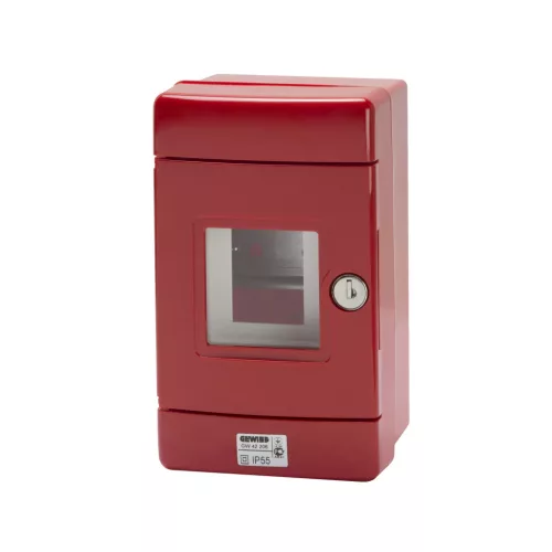 Gewiss GW42206 42 RV vízálló vészhelyzeti doboz DIN sínnel – 4 modul EN50022 – IP55 IK08 – Piros RAL 3000