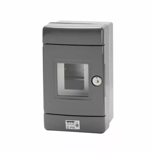 Gewiss GW42207 42 RV vízálló vészhelyzeti doboz DIN sínnel – 4 modul EN50022 – IP55 IK08 – Szürke RAL 7035