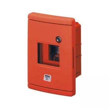 Gewiss GW42231 42 RV süllyesztett vízálló vészhelyzeti doboz – 4 modul EN50022 DIN sínnel – IP55 IK08 – Piros RAL 3000