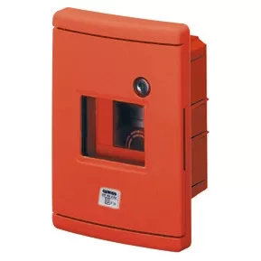 Gewiss GW42231 42 RV süllyesztett vízálló vészhelyzeti doboz – 4 modul EN50022 DIN sínnel – IP55 IK08 – Piros RAL 3000