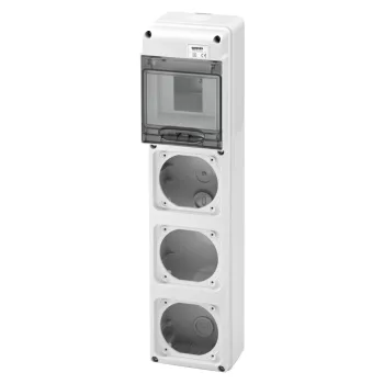 Gewiss GW68001N Q-DIN 5 DIN modul ipari elosztódoboz – 3 IEC 309 16A IP44/67 – IP65 IK08 – szürke RAL 7035