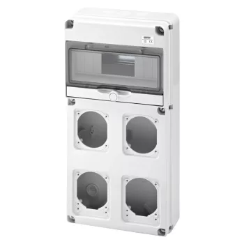 Gewiss GW68003N Q-DIN 10 DIN modul ipari elosztódoboz – 2 IEC 16A + 2 IEC 16/32A – IP65 IK08 – szürke RAL 7035