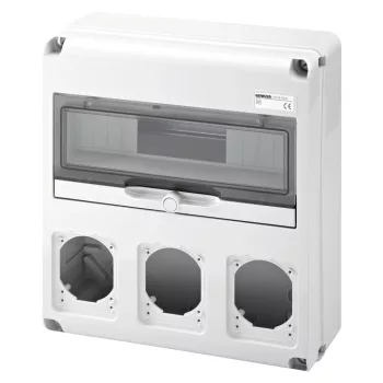 Gewiss GW68005N Q-DIN 14 DIN modul ipari elosztódoboz – 3 IEC 309 16/32A IP44/67 – IP65 IK08 – szürke RAL 7035