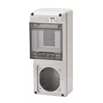Gewiss GW68017N Q-DIN ipari elosztódoboz – 5 DIN modul + 1 csatlakozóperem – IEC 309 16A IP44/67 – IP65 – IK08 – szürke RAL 7035