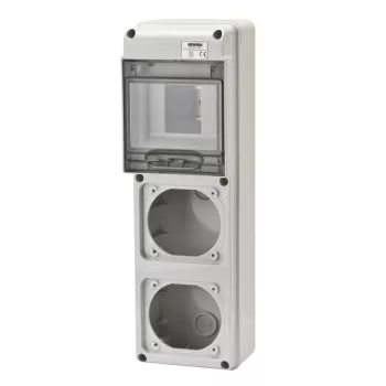Gewiss GW68018N Q-DIN 5 DIN modul ipari elosztódoboz – 2 IEC 309 16A IP44/67 – IP65 IK08 – szürke RAL 7035