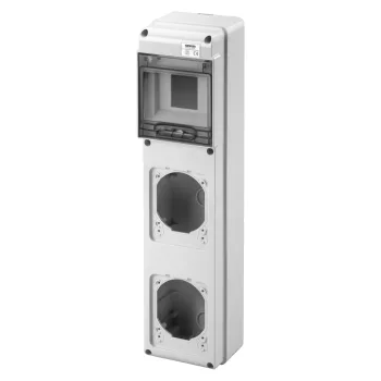 Gewiss GW68020N Q-DIN 5 DIN modul ipari elosztódoboz – 2 IEC 309 16/32A IP44/67 – IP65 IK08 – szürke RAL 7035