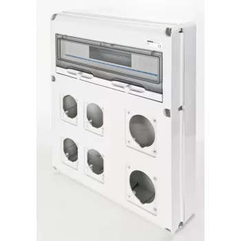 Gewiss GW68021N Q-DIN 20 DIN modul ipari elosztódoboz – 2 IEC 309 63A + 4 IEC 309 16/32A – IP65 IK08 – szürke RAL 7035