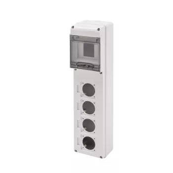 Gewiss GW68026N Q-DIN 5 DIN modul ipari elosztódoboz – 4 csatlakozó standard 50x50 mm – IP65 IK08 – szürke RAL 7035