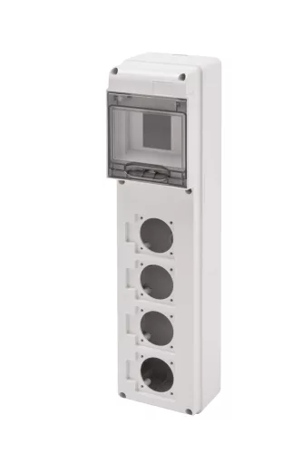 Gewiss GW68026N Q-DIN 5 DIN modul ipari elosztódoboz – 4 csatlakozó standard 50x50 mm – IP65 IK08 – szürke RAL 7035